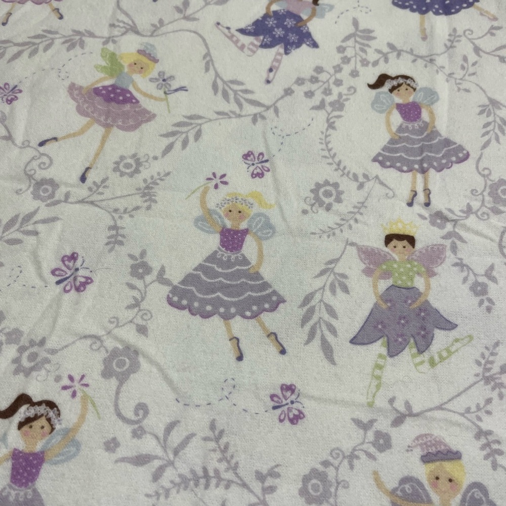 Pottery Barn Kids Soft Flannel Full Flat Purple Ballerinas Sheet